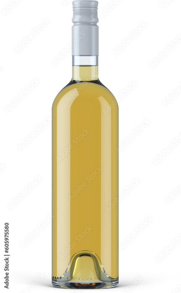 White Glass Wine Bottle With Liquid 3D Rendering White Glass Wine Bottle With Liquid 3D Rendering