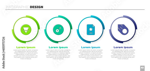 Set Earth element, Mars symbol, Star constellation zodiac and Comet. Business infographic template. Vector