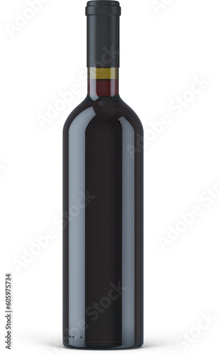 Brown Glass Wine Bottle With Liquid 3D Rendering