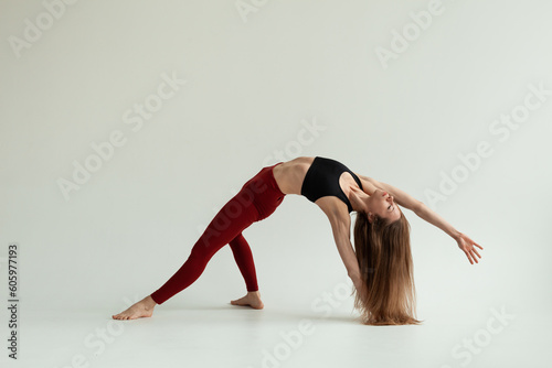 fitness and yoga girl on a white background