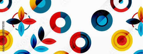 Colorful circles in a grid composition abstract background. Design for wallpaper, banner, background, landing page, wall art, invitation, prints, posters