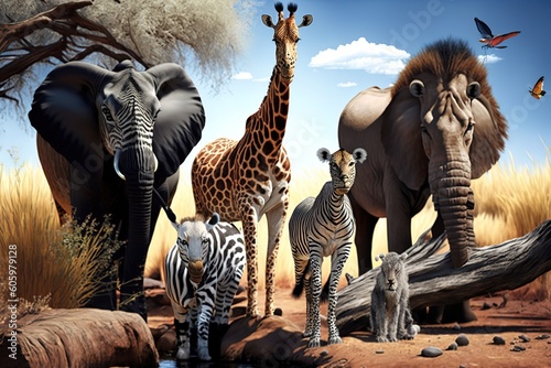 Safari Animals in Africa Composite  hyperrealism  photorealism  photorealistic