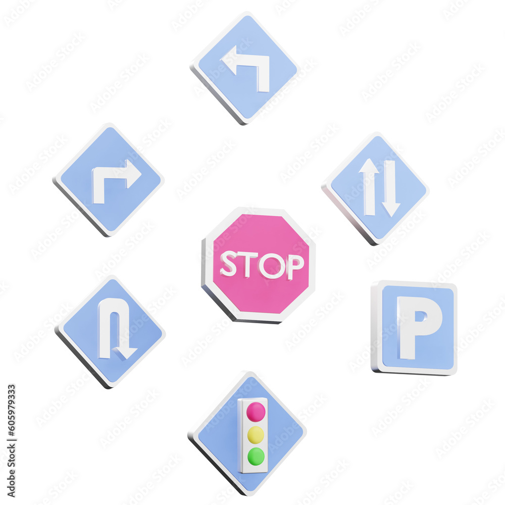 3d rendering traffic signs illustration with transparent background 3d rendering traffic signs illustration with transparent background