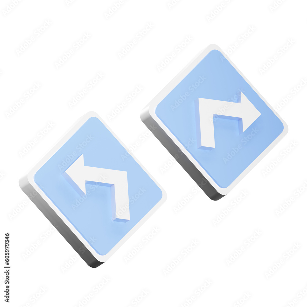 3d render turn left and turn right illustration for getting to know traffic signs 3d render turn left and turn right illustration for getting to know traffic signs