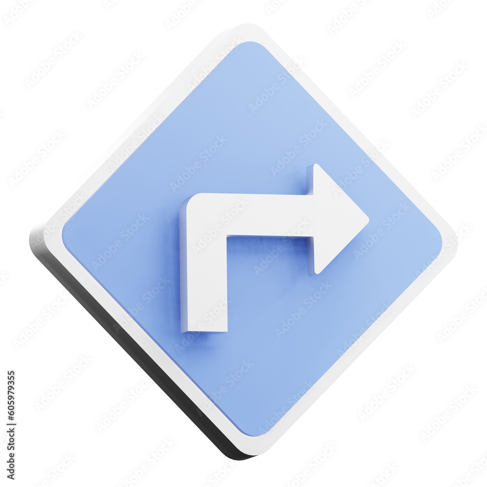 3d render turn right illustration for getting to know traffic signs 3d render turn right illustration for getting to know traffic signs