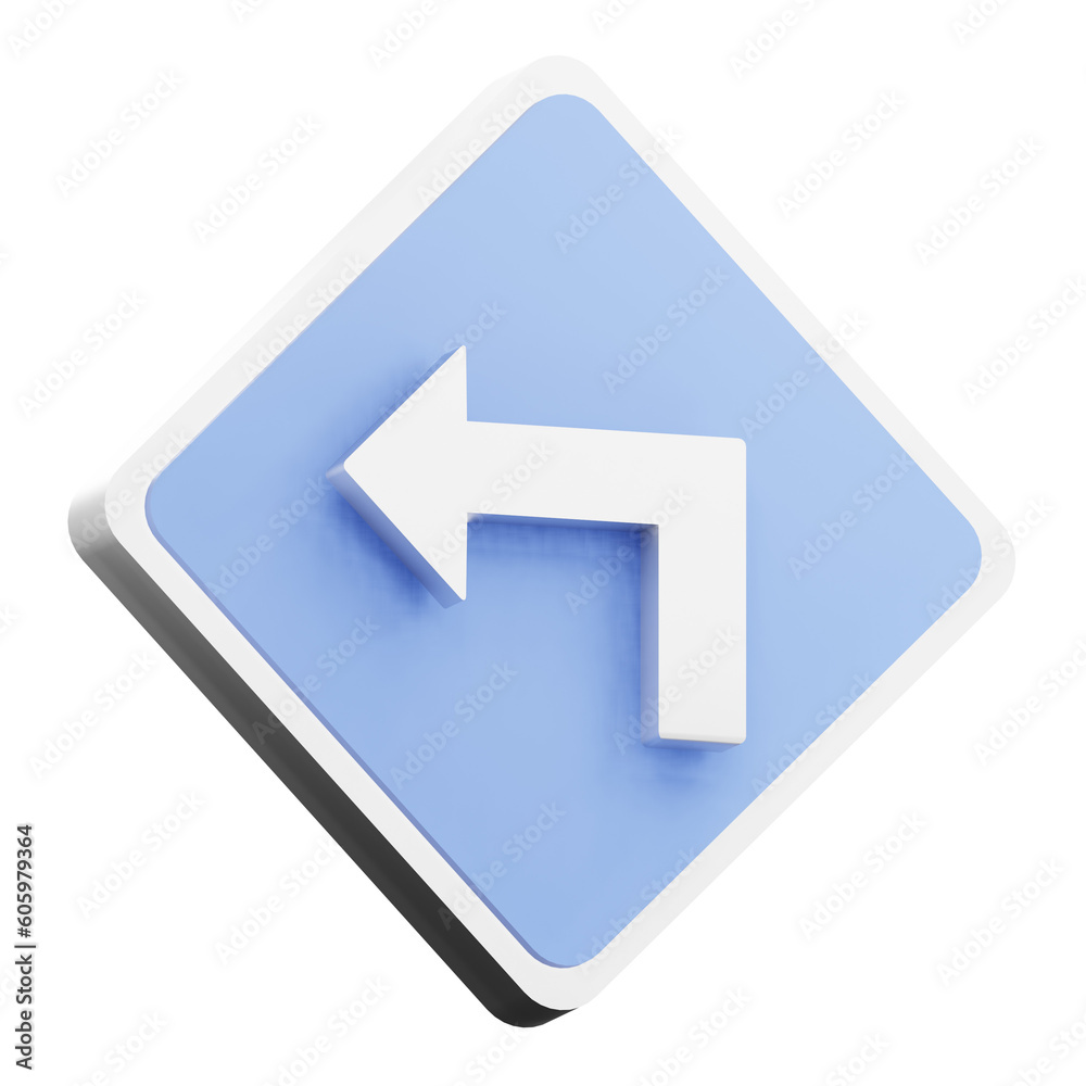 3d render turn left illustration for getting to know traffic signs 3d render turn left illustration for getting to know traffic signs