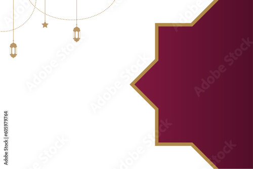 flat Islamic background with text space area. lantern, star, and Decorative Ornament for wallpaper design, Poster, and media banner.