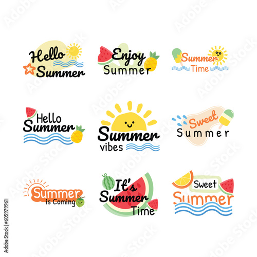 Set of summer label vector