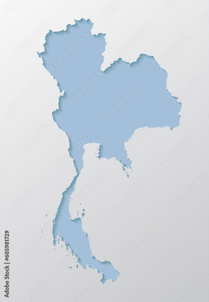 Vector map Thailand, abstract inner shadow