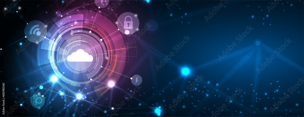 Obraz premium Cloud technology. Integrated digital web concept background