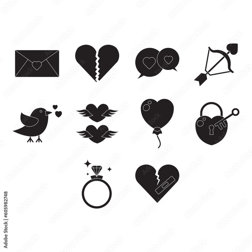 romance clip art set Stock Vector | Adobe Stock