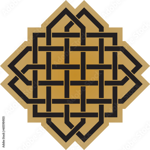Vector gold and black Celtic knot. Ornament of ancient European peoples. The sign and symbol of the Irish, Scots, Britons, Franks..