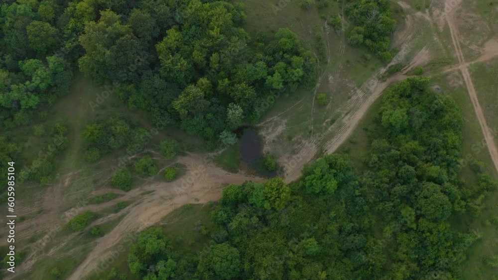 Aerial video of the green fields and trees on the mountains during scenic sunset, Hungary Aerial video of the green fields and trees on the mountains during scenic sunset, Hungary