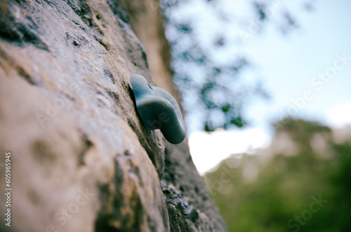 hook on the climbing wall in the gorge