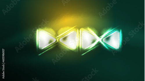 Digital Neon Abstract Background, Triangles And Lights Geometric Design Template