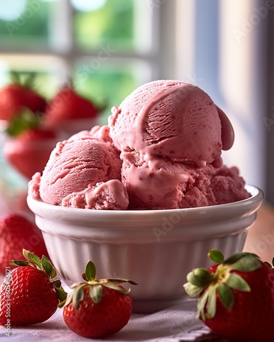 Enjoy this bowl of sweet strawberry ice cream with fresh strawberries! 🍓🍦 Ingredients: Heavy cream, milk, sugar, strawberries  photo