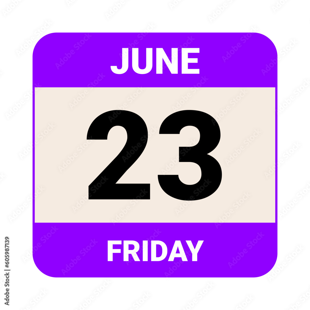 23 June, Friday. Date template. Useful design for calendar or event promotion. Vector illustration EPS 10 File. 23 June, Friday. Date template. Useful design for calendar or event promotion. Vector illustration EPS 10 File.