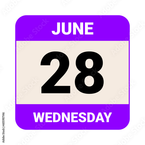 28 June, Thursday. Date template. Useful design for calendar or event promotion. Vector illustration EPS 10 File.