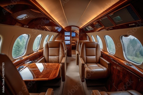 interior of a private jet © Michal Sarna