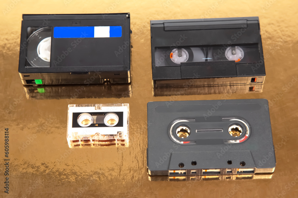 Fototapeta premium Audio cassette. device for working with voice and journalism. analog audio recording.