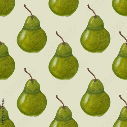 green pears watercolor pattern