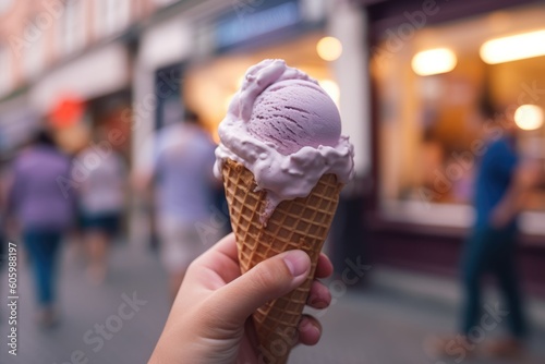 ice cream cone hold by hand