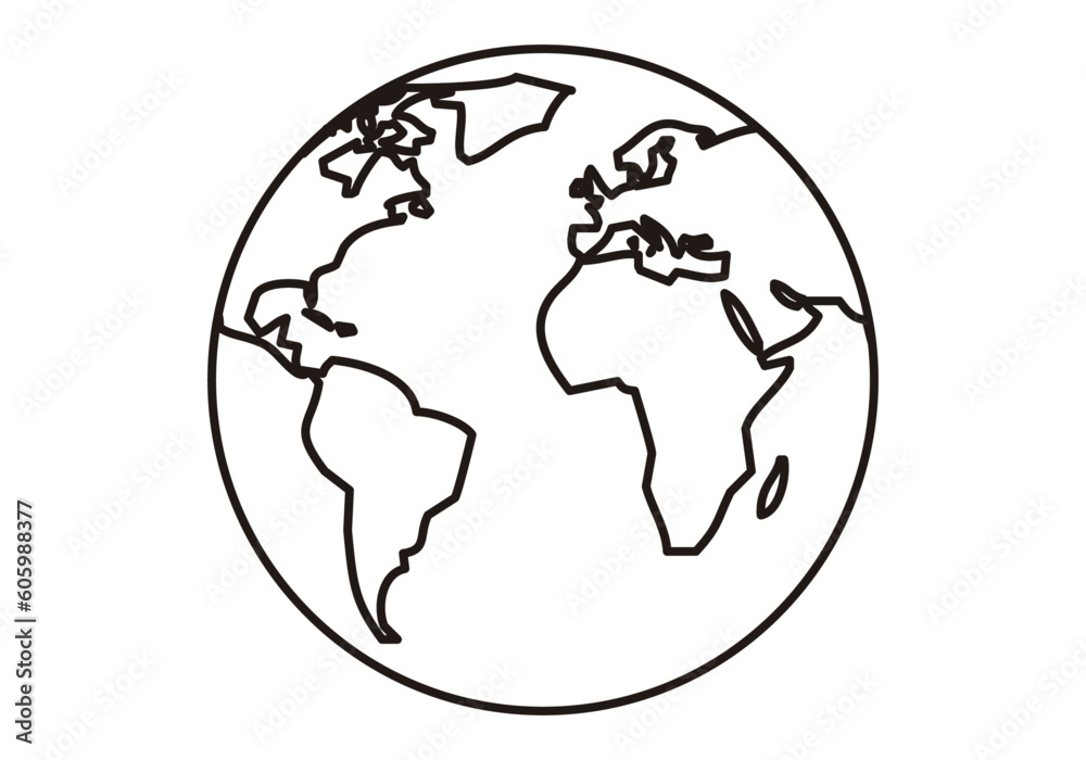 Icono negro de planeta tierra en fondo blanco. Icono negro de planeta tierra en fondo blanco.