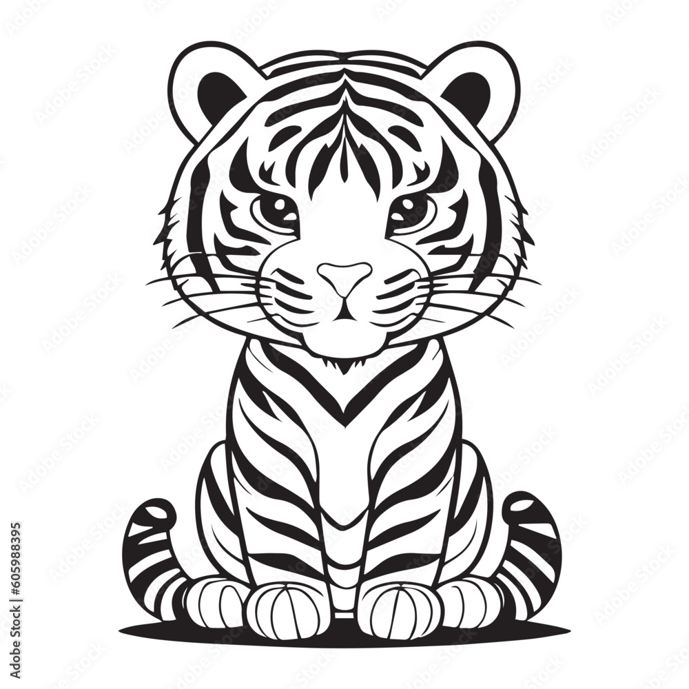 Obraz premium Tiger Clipart vector, A Tiger Vector Illustration, A tiger Silhouette