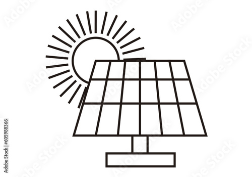 Icono negro de panel solar en fondo blanco.