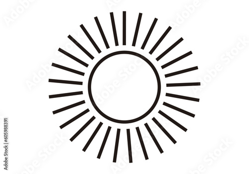 Icono negro de sol en fondo blanco.