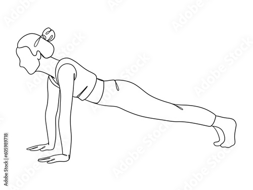 Continuous one line drawing of yoga woman poses. Vector illustration.