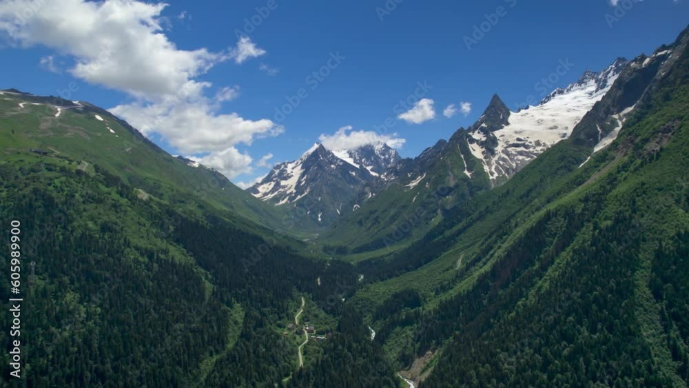 Beautiful aerial view of a picturesque gorge in the Caucasus mountains. Landscape and nature of the North Caucasus Beautiful aerial view of a picturesque gorge in the Caucasus mountains. Landscape and nature of the North Caucasus