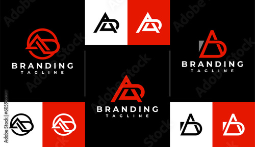 Modern initial AD DA logo design set
