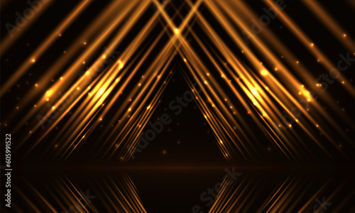 Award ceremony background with golden light rays. Abstract luxury background. Vector illustration