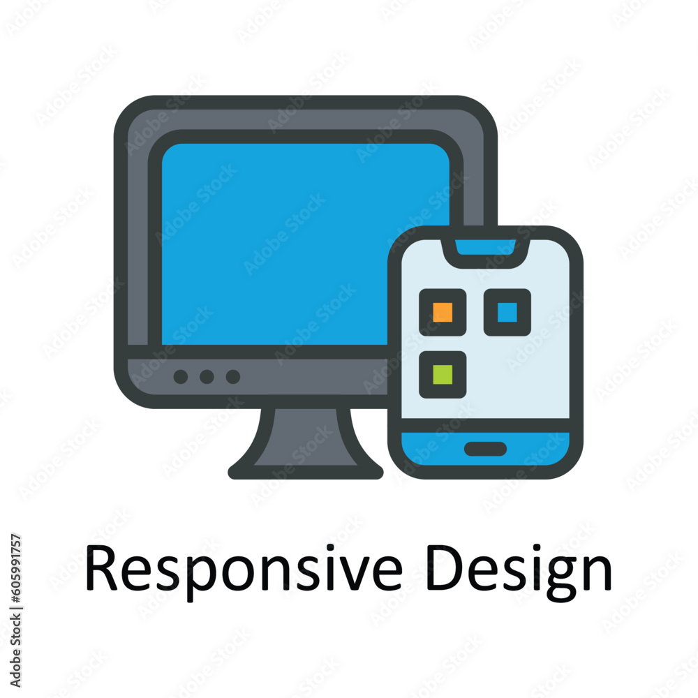 Responsive Design Vector Fill outline Icon Design illustration. Seo and web Symbol on White background EPS 10 File Responsive Design Vector Fill outline Icon Design illustration. Seo and web Symbol on White background EPS 10 File