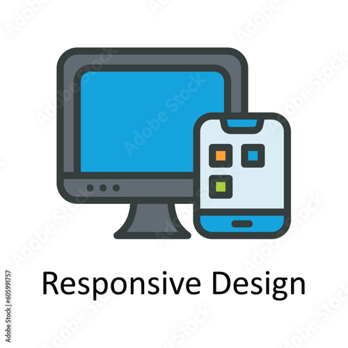 Responsive Design Vector Fill outline Icon Design illustration. Seo and web Symbol on White background EPS 10 File