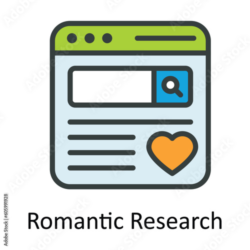 Romantic Research Vector Fill outline Icon Design illustration. Seo and web Symbol on White background EPS 10 File