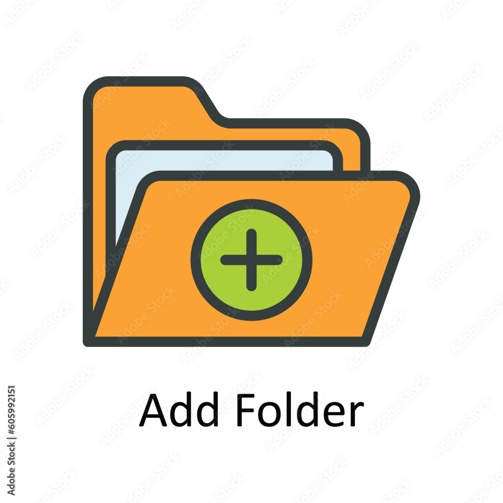 Add Folder Vector Fill outline Icon Design illustration. Seo and web Symbol on White background EPS 10 File