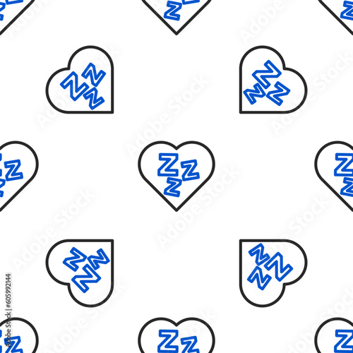 Line Sleepy icon isolated seamless pattern on white background. Sleepy zzz black talk bubble. Colorful outline concept. Vector