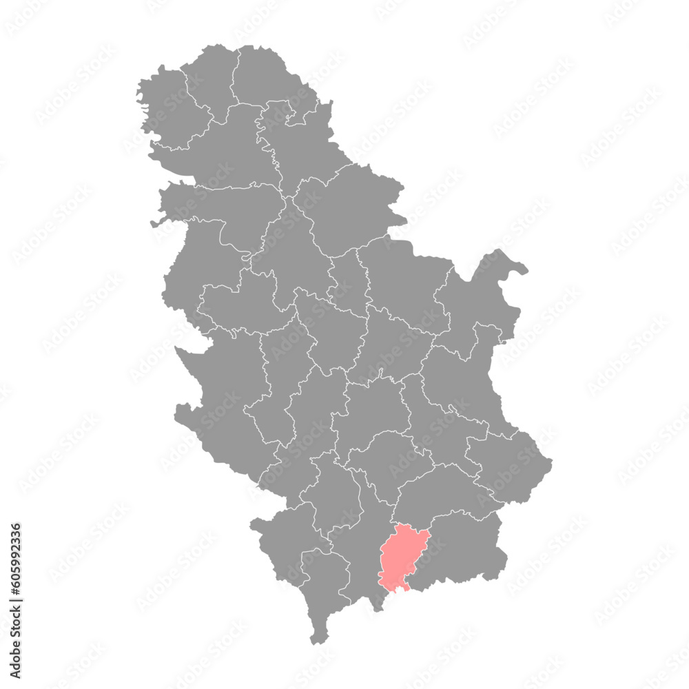 Fototapeta premium Kosovo Pomoravlje district map, administrative district of Serbia. Vector illustration.