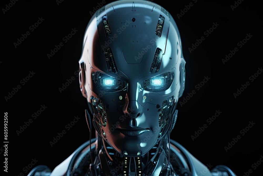 Male robot with blue eyes