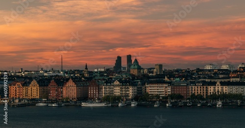 Canvas Print Beautiful shot of the cityscape in Stockholm, Sweden at sunset