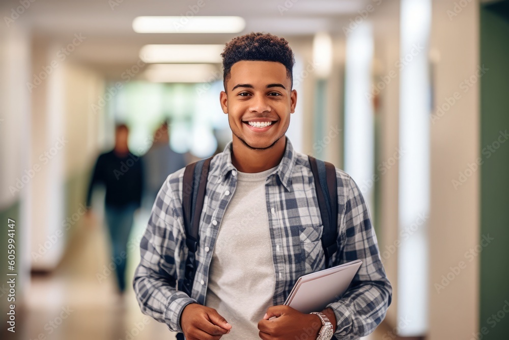 Obraz premium University Student Portrait in Campus. Generative AI