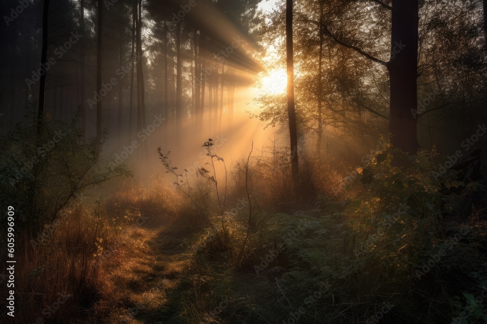 Obraz premium Sunset in the forest