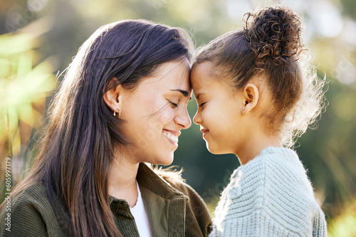 Картината върху платно Happy, care and mother and child in nature for love, gratitude and kindness on mothers day