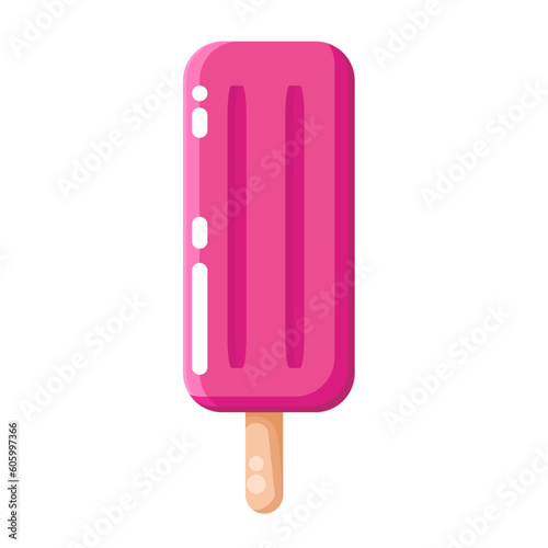 Cute glossy ice cream, tasty dessert, summer food, frozen sweet food illustration.
