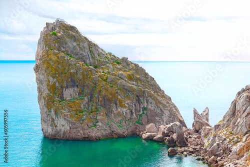 Simeiz Crimea Rock Diva in Black Sea  photo