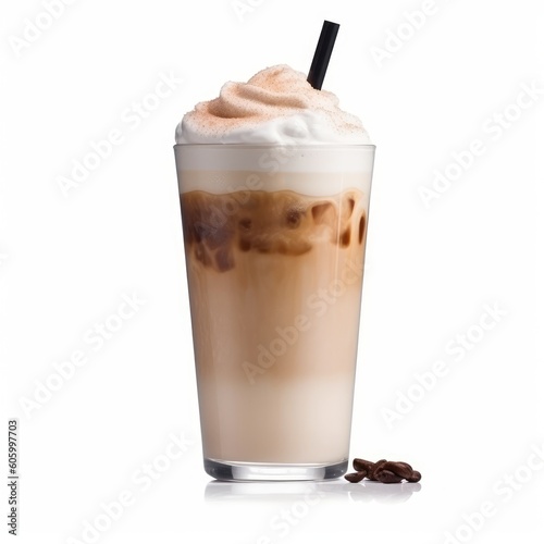 coffee with cream isolated on transparent background cutout