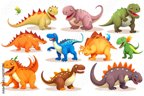 set of cartoon dinosaurs