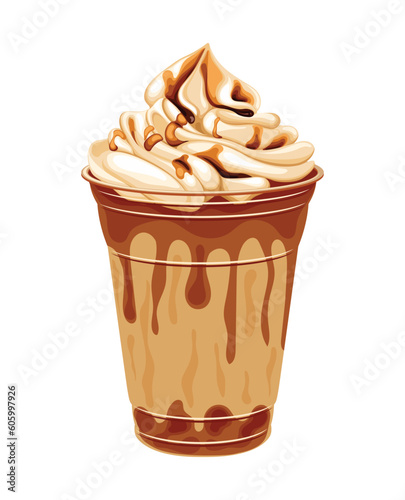 Milkshake Chocolate Coffee Caramel Ice Cream Sweet Drink Vector Illustration